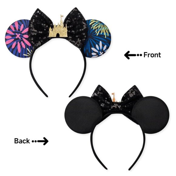 Minnie Mouse Ears Headband Black Sequin Castle Bow (SKU: 123MI) - Picture 6 of 9
